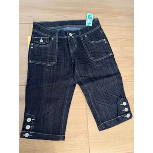 NEW EXOCET Y2K Denim Jorts Cotton Blend Bermuda Shorts 00 27/13”